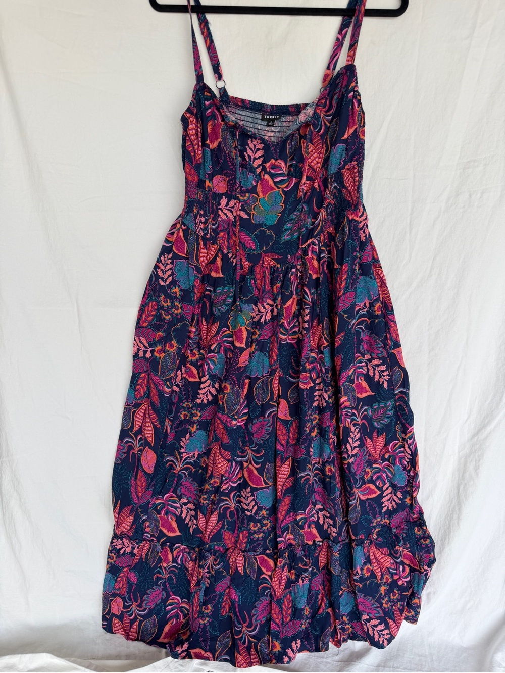 torrid Navy Maxi Challis Smocked Detail Dress  NWT Size 0 (Large)